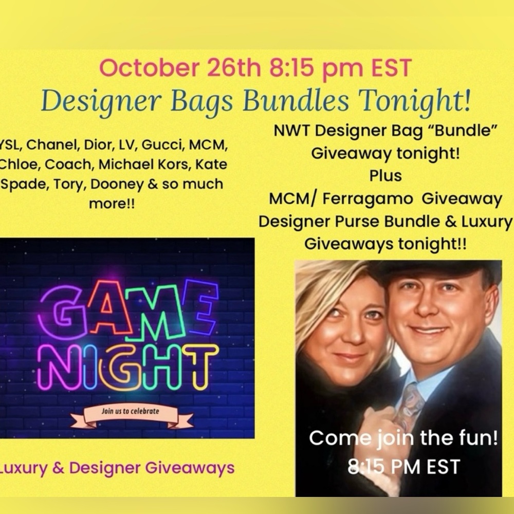 We are live 8:15 pm tonight Game night Designer Bundles Luxury Giveaways - Picture 2 of 8